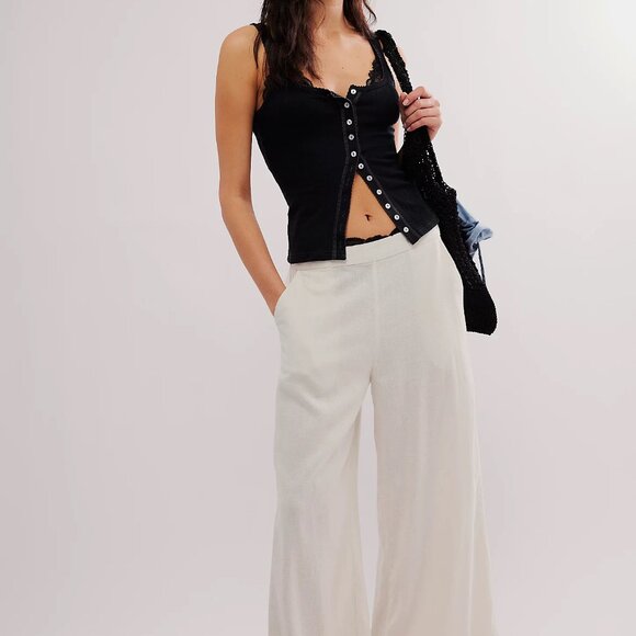 Free People End Game Pointelle Tank | Black, Size M - Picture 3 of 7